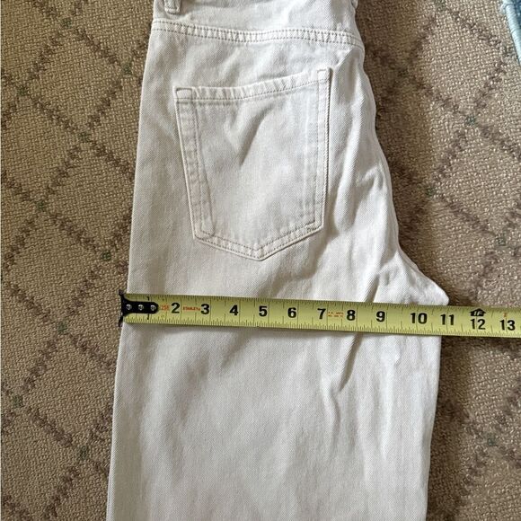 Bershka off white wide leg denim jeans.w split hem NWOT 4 - Picture 6 of 13